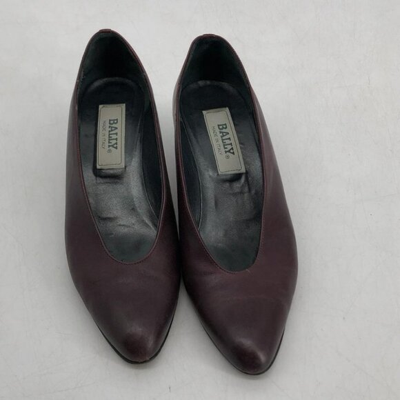 Bally burgundy pointed toe sleek heels leather pumps size 7 - Picture 6 of 12